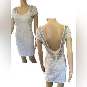 Free People Bringing Sexy Back Champagne Sparkly Textured Bodycon Mini Dress